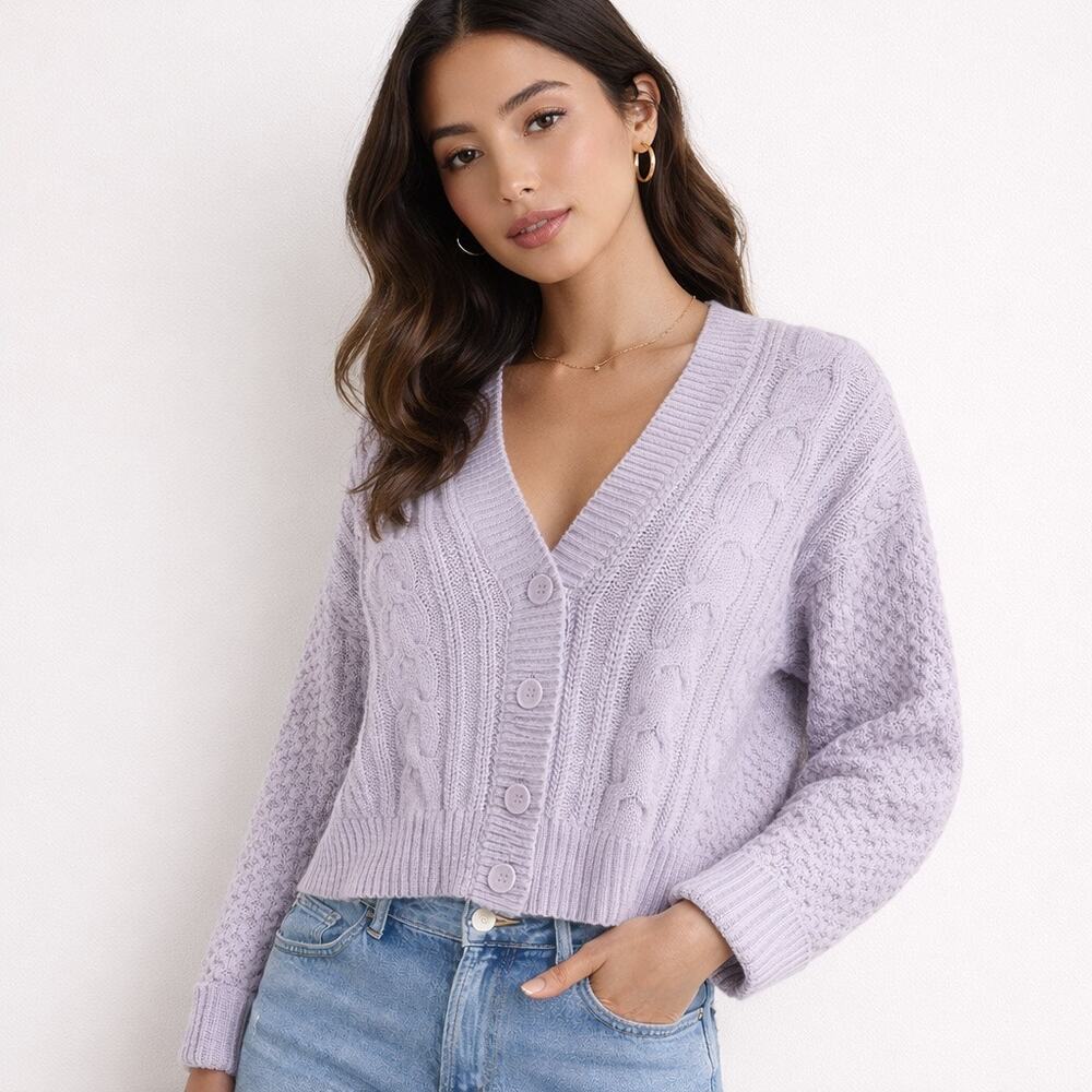 Express Cable Knit Button-Front Cardigan Sweater | Size Small